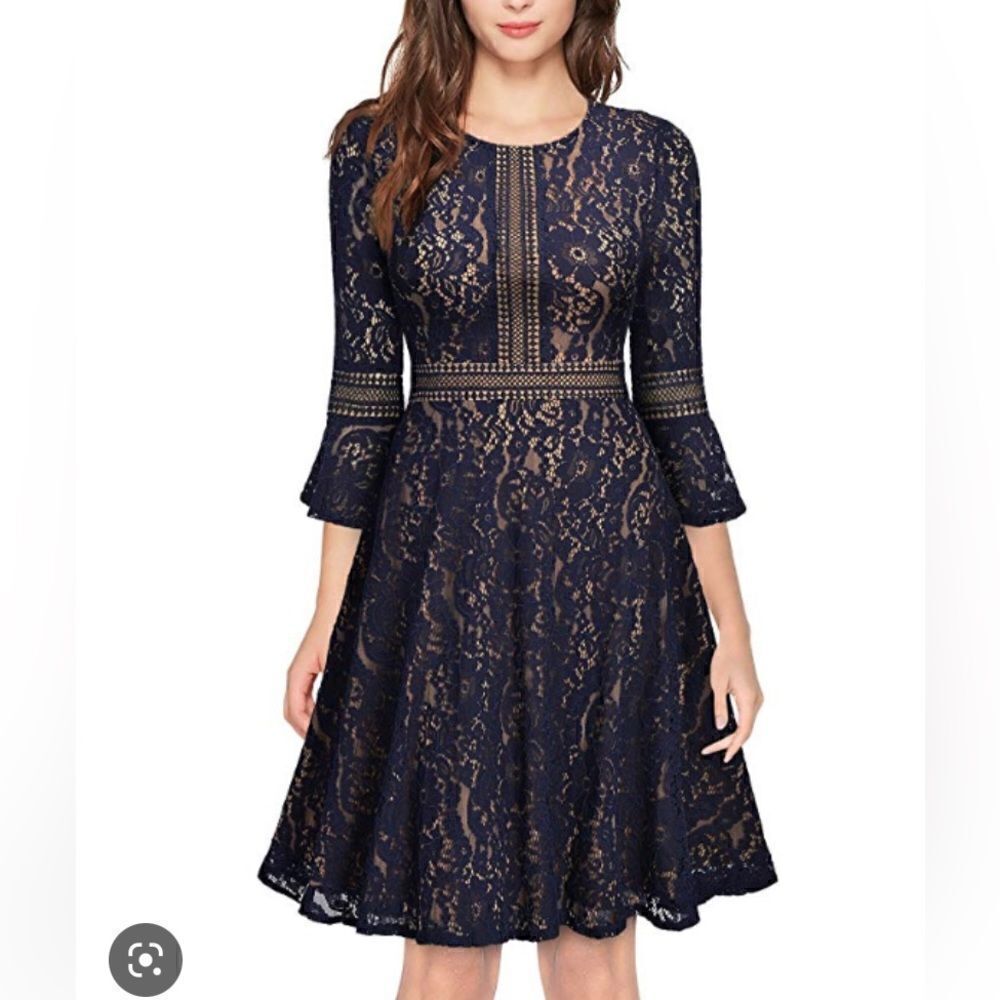 Missmay Retro Gorgeous City Black Lace & Tan Cocktail Dress Size XL (runs Small)